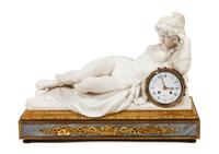 A French Gilt Bronze Mounted Marble Mantel Clock Height 16 x width 22 1/2 x depth 11 1/2 inches. — HENRY DASSON (1825-1896), AFTER CLODION