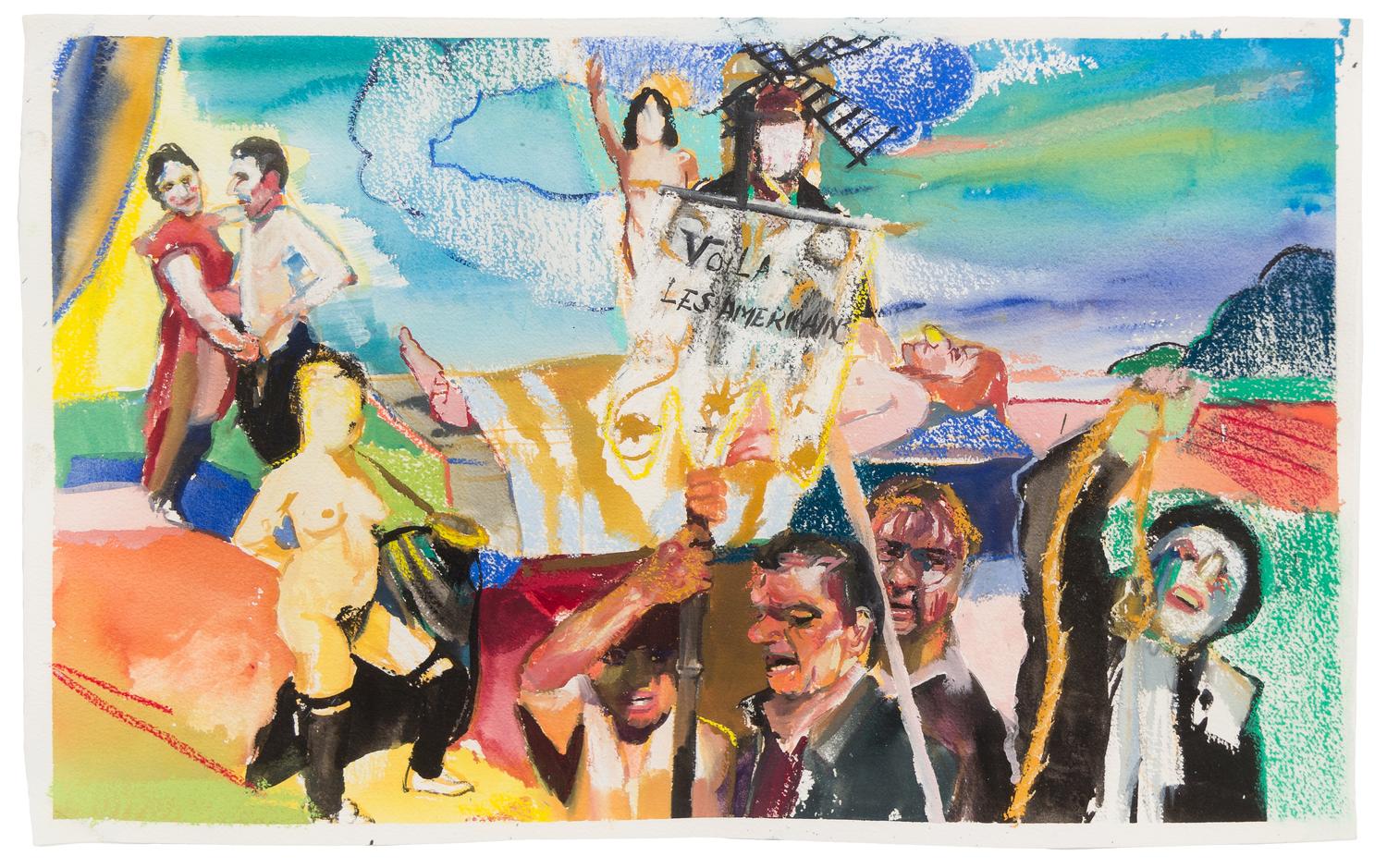 Natalie Frank, (American, b. 1950), Voila Les Amreicains! I, 2006 (together with gouache and pastel study)