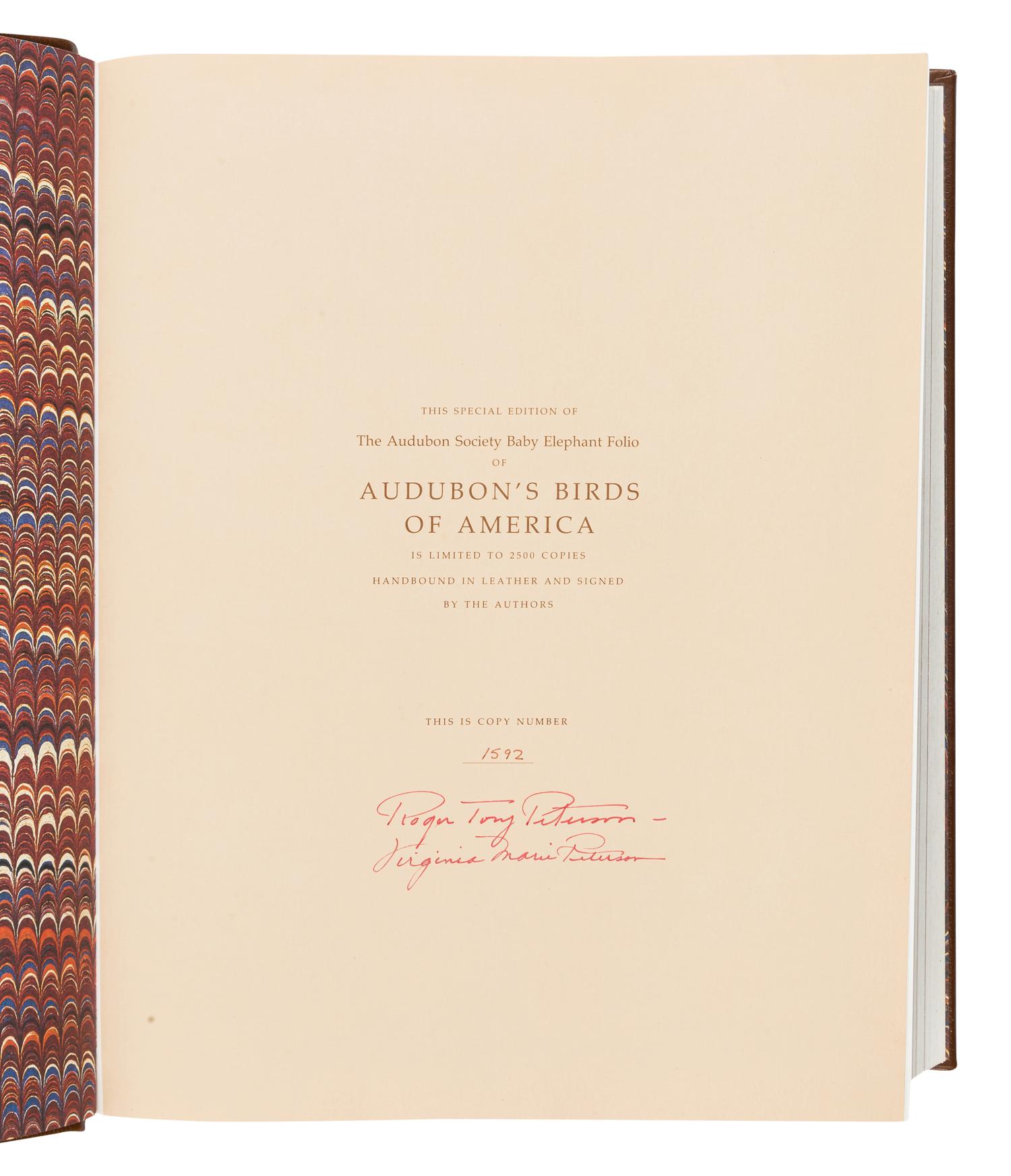 AUDUBON, John James (1785-1851). PETERSON, Roger Tory and Virginia Marie PETERSON. The Audubon Society Baby Elephant Folio Audubon's Birds of America. New York: Abbeville Press, 1981.