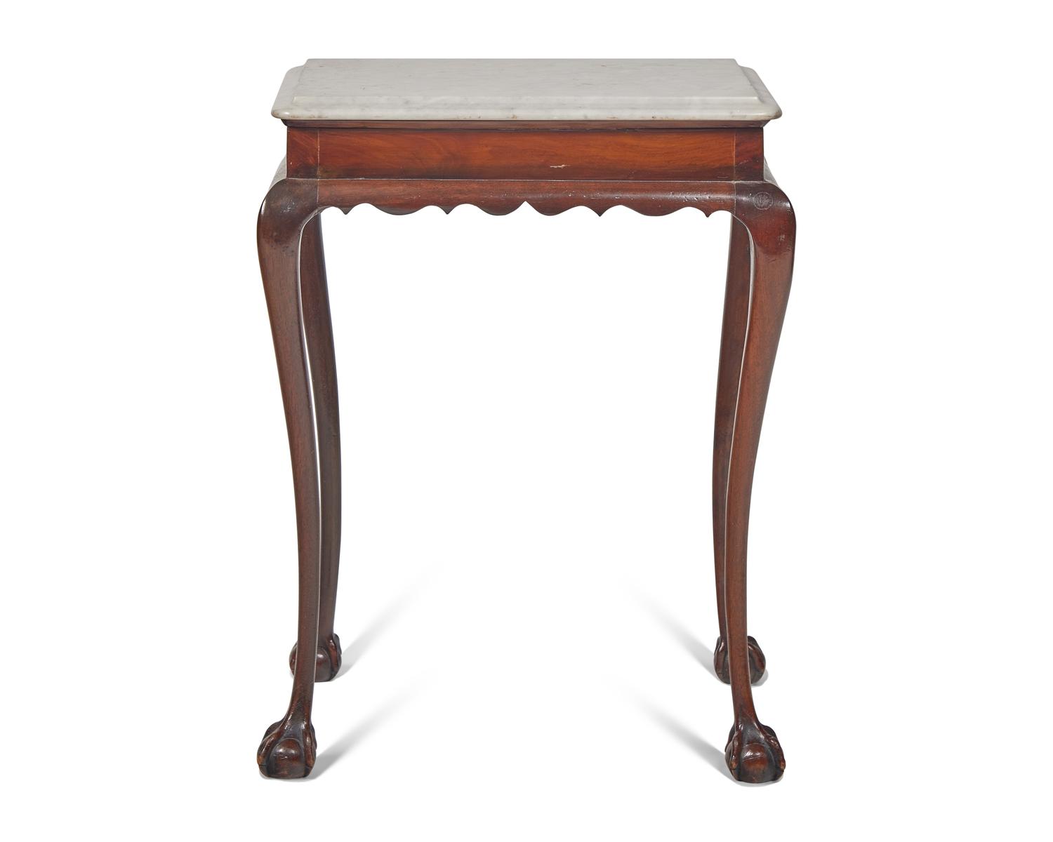 A Diminutive Chippendale Mahogany and White Marble Top Side Table
