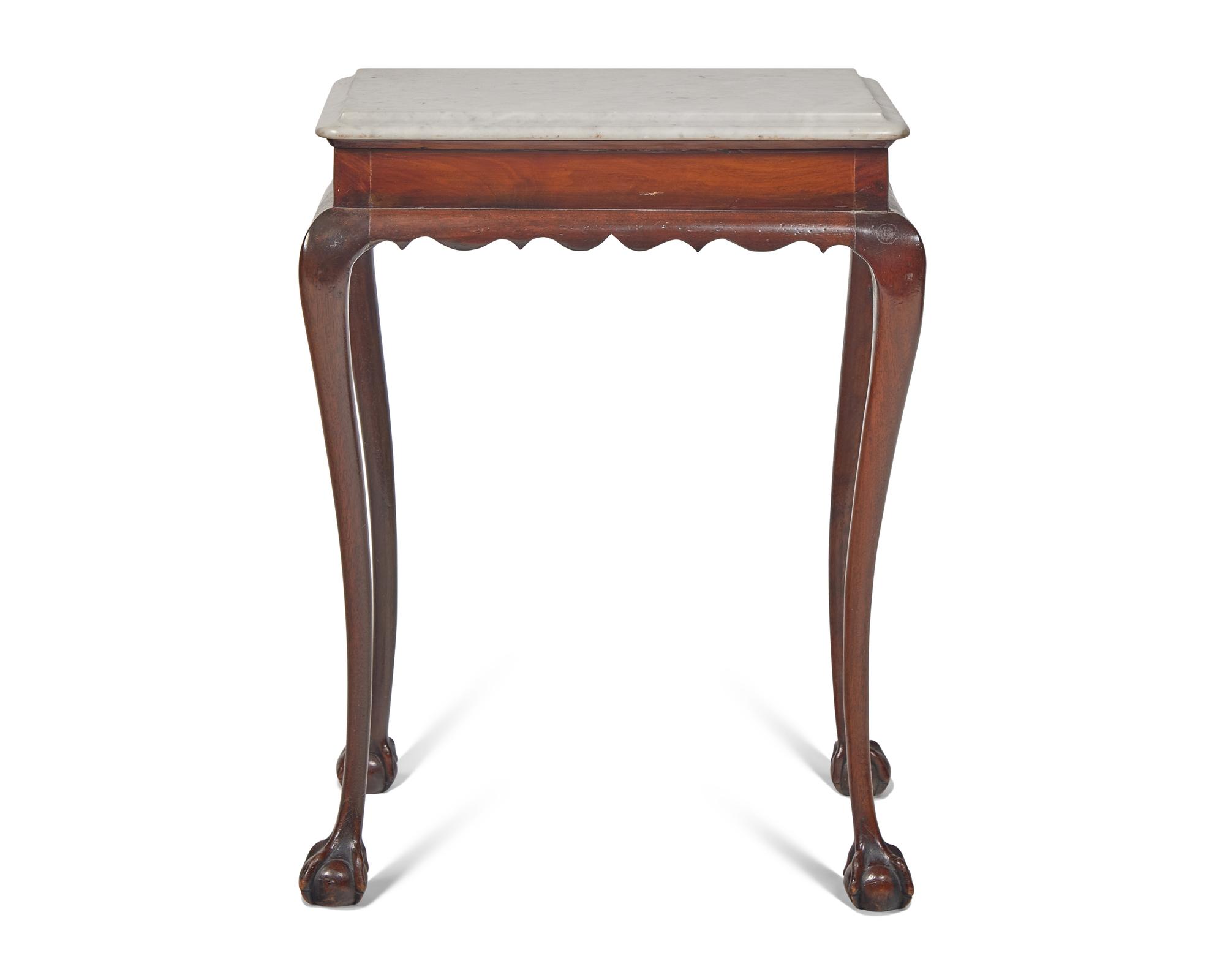 A Diminutive Chippendale Mahogany and White Marble Top Side Table