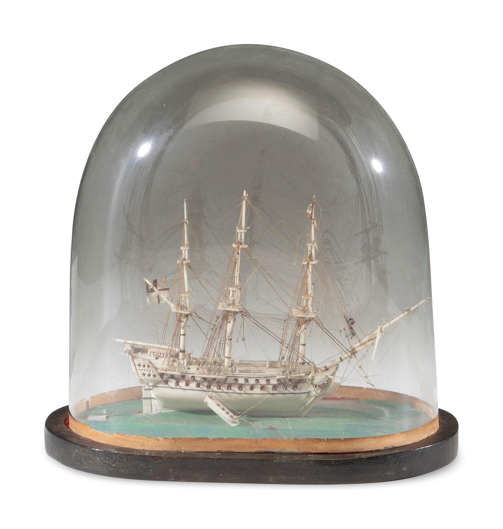 A French Prisoner of War Bone Model of a British Warship