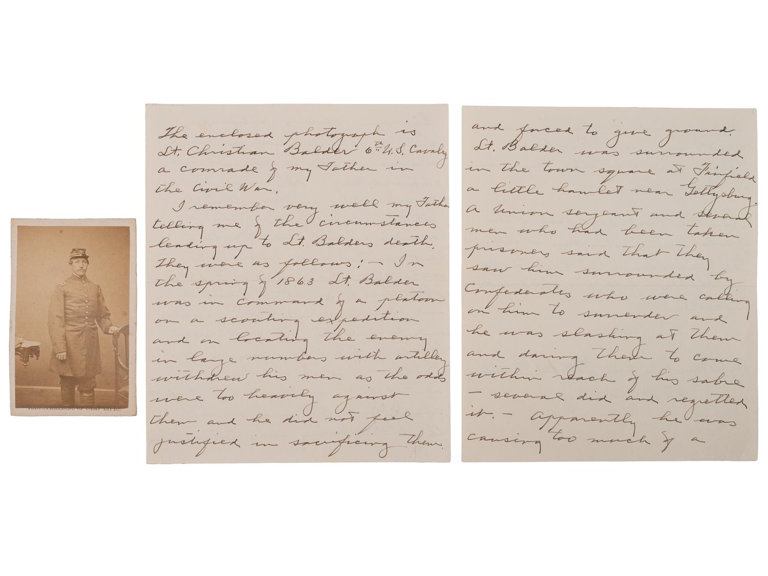[CIVIL WAR]. War-date letters and diary of Capt. Tattnall Paulding (1840-1907), 6th US Cavalry, POW Battle of Fairfield, incl. Gettysburg Campaign and Libby Prison content.