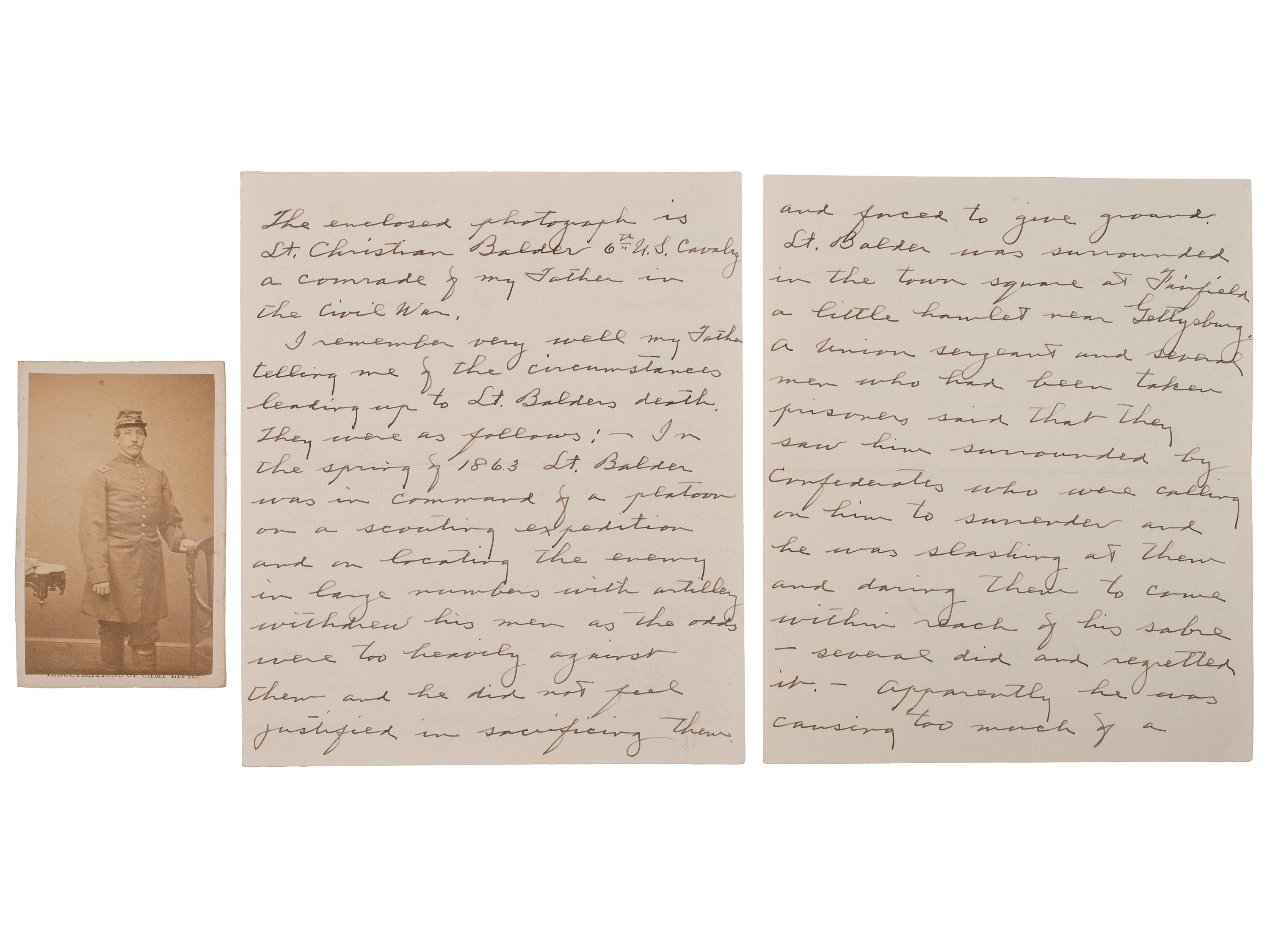 [CIVIL WAR]. War-date letters and diary of Capt. Tattnall Paulding (1840-1907), 6th US Cavalry, POW Battle of Fairfield, incl. Gettysburg Campaign and Libby Prison content.