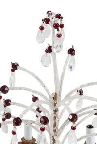 A Pair of Italian Carved and Rock Crystal Mounted Five-Light Candelabra