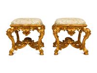 A Pair of Louis XVI Style Gilt Gessoed Taborets — WILLIAM, SWITZER, 20TH CENTURY