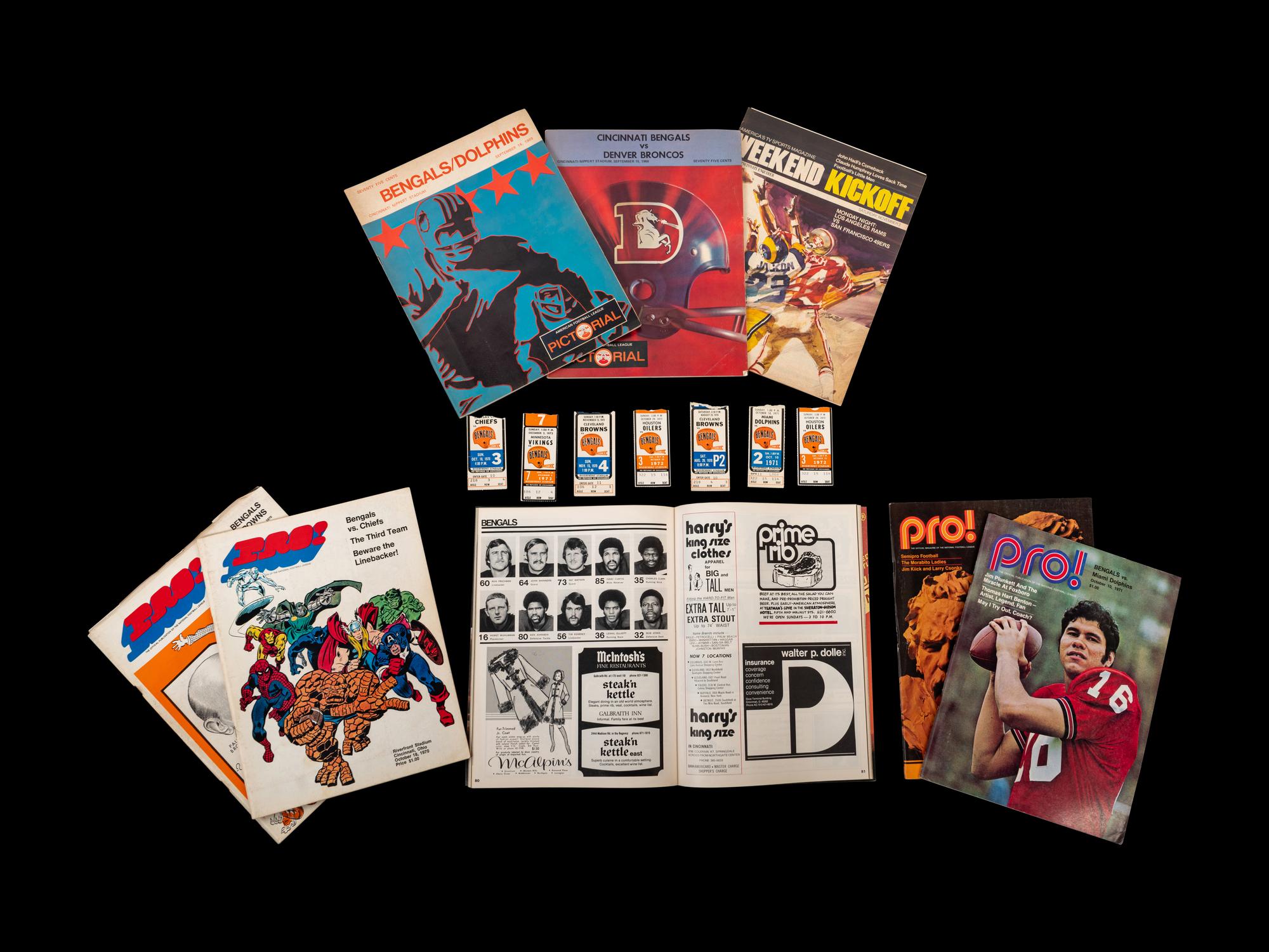 A Group of Cincinnati Bengals Ephemera (Including Program from First Regular Season Home Game in Franchise History),