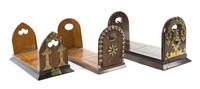 An English Burlwood and Brass Banded Collapsible Book Stand, Betjemann's, Width of first 13 1/2 inches (expanded).