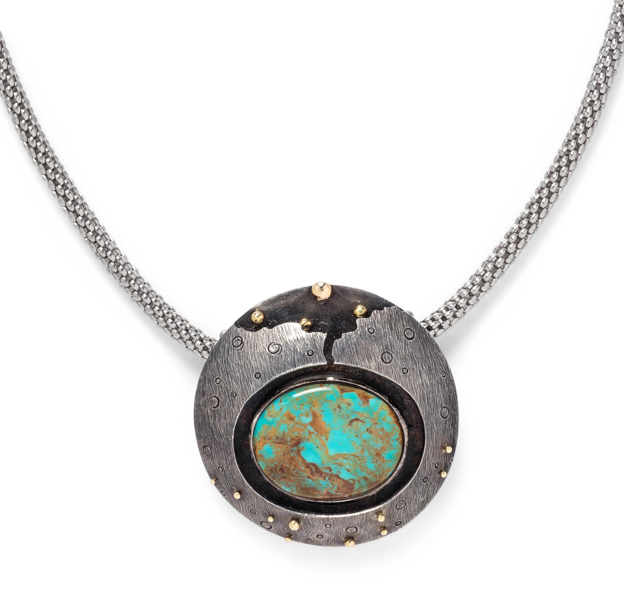 RICHARD KIMBALL, STERLING SILVER, YELLOW GOLD AND TURQUOISE PENDANT
