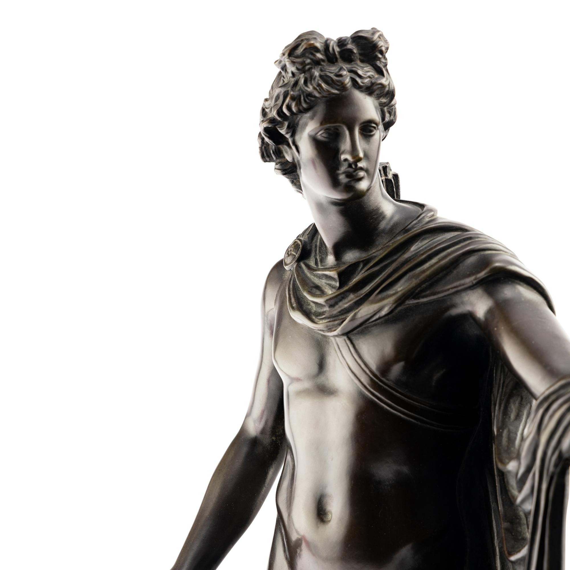 A Large Grand Tour Bronze Figure of Apollo Belvedere