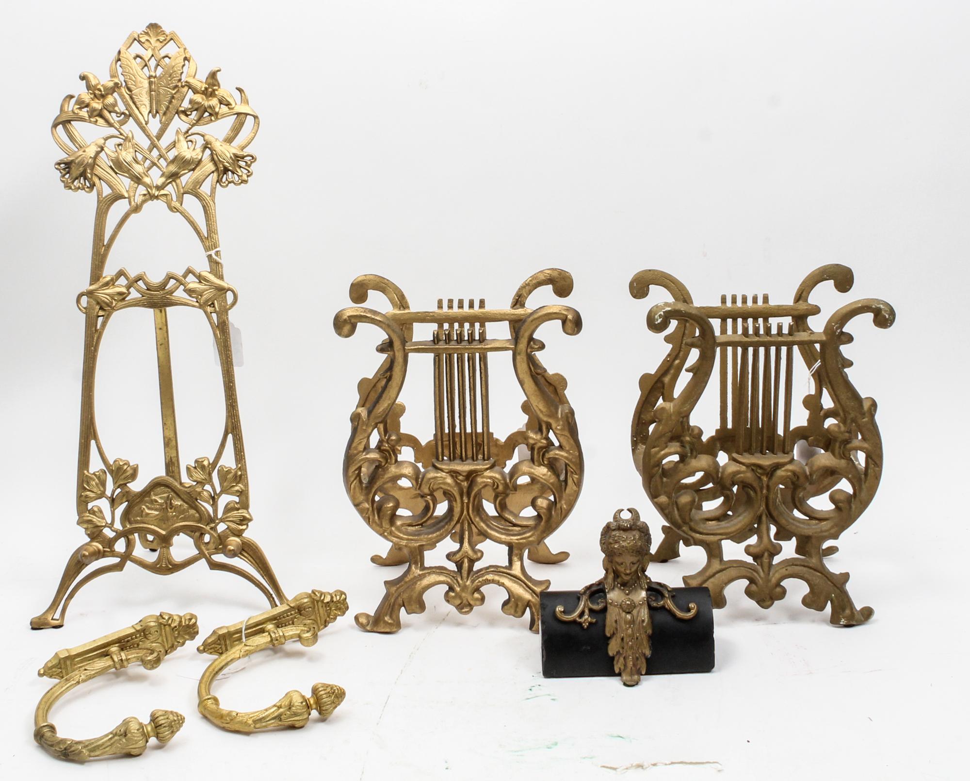 A Collection of Gilt Bronze and Gilt Metal Articles Height of easel 20 3/4 inches. — 19TH/20TH CENTURY