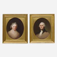 Jane Stuart (American, 1816-1888) Portrait of George and Martha Washington (A Pair) - After originals by Gilbert Stuart