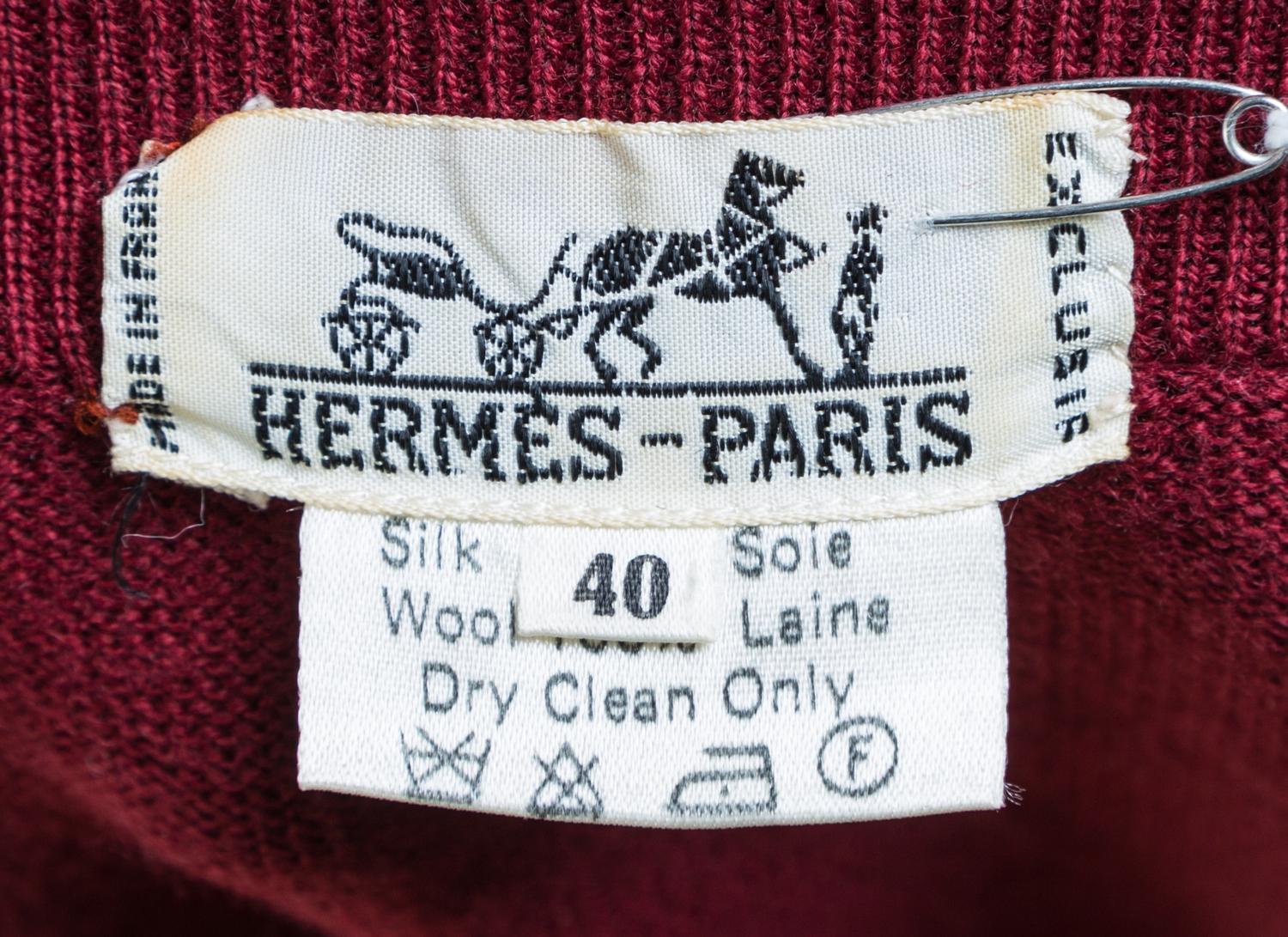 An Hermes Maroon Wool and Silk Sweater, Size 40.