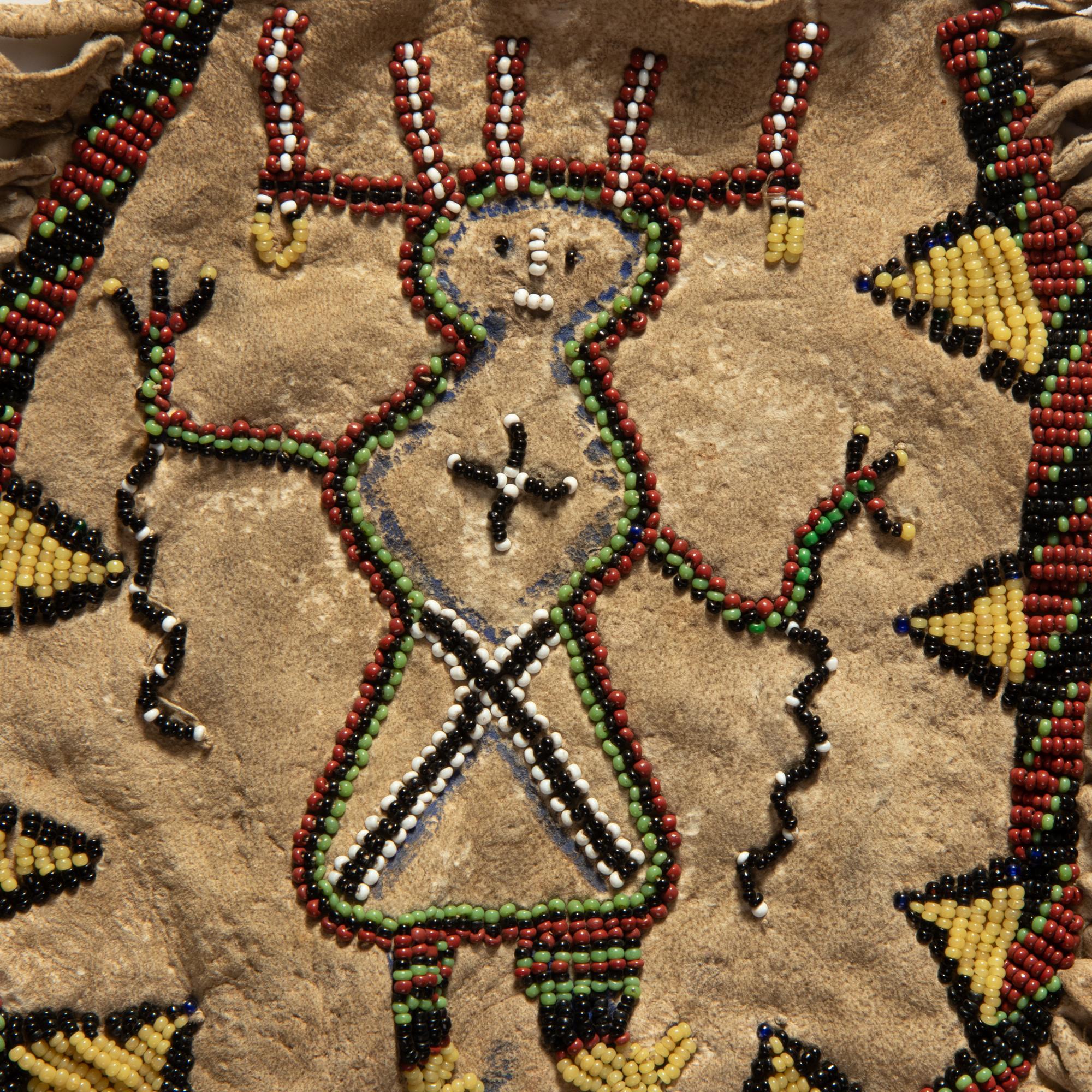 Apache Beaded Hide Bag, with Mountain Spirit