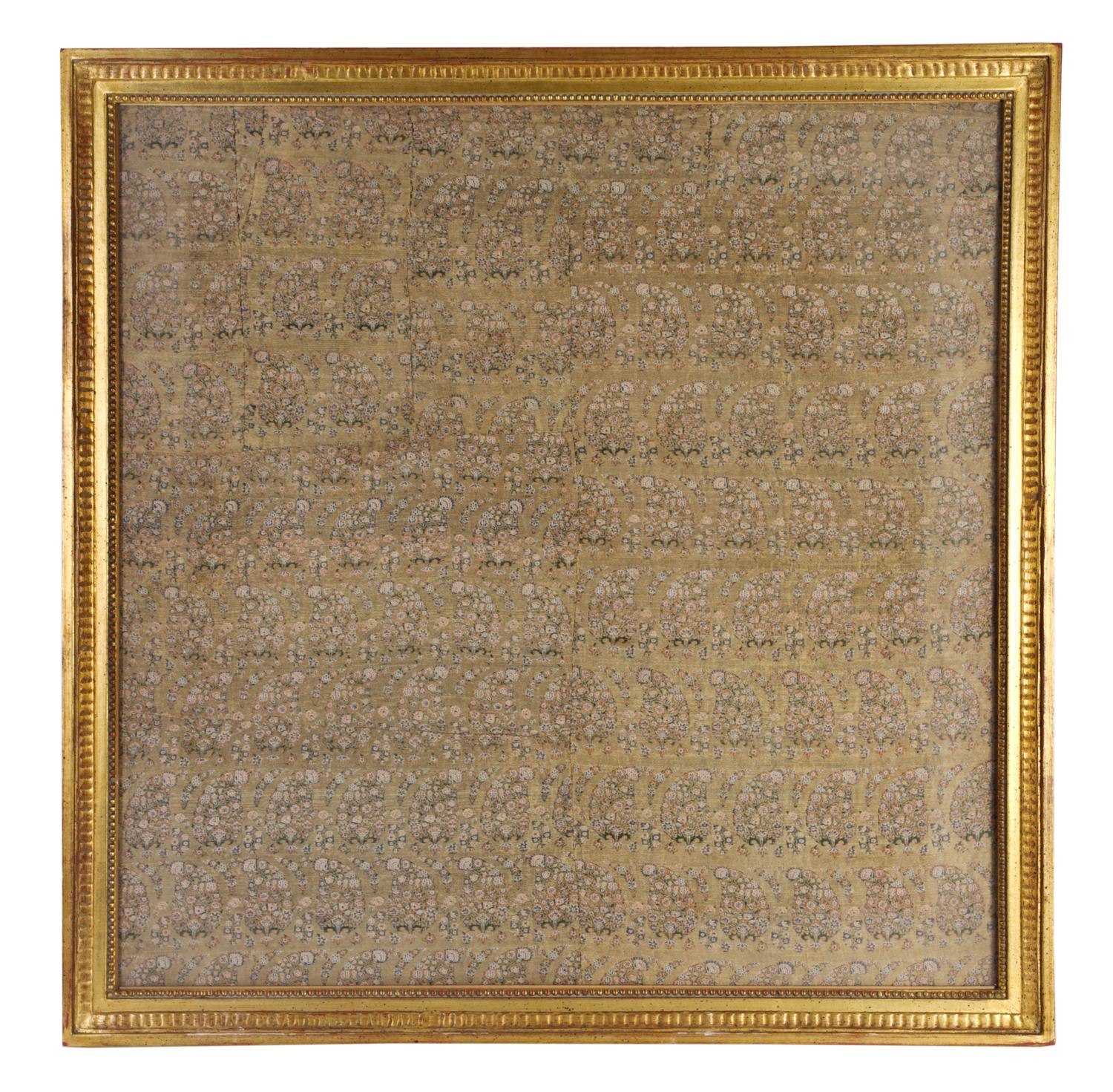 A Framed Persian Silk Textile, Height 25 1/2 x width 25 1/2 inches.