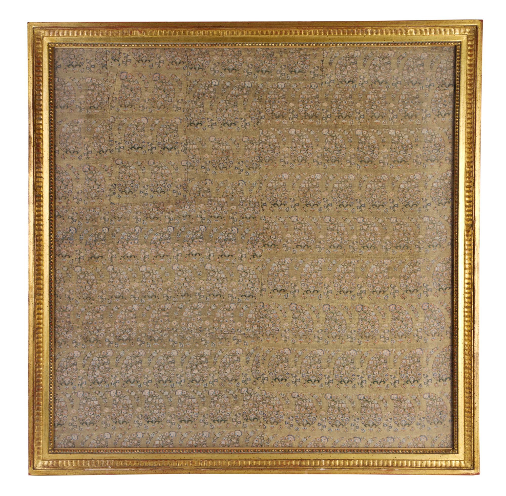 A Framed Persian Silk Textile, Height 25 1/2 x width 25 1/2 inches.