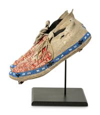 Northern Plains Quilled and Beaded Hide Moccasins
