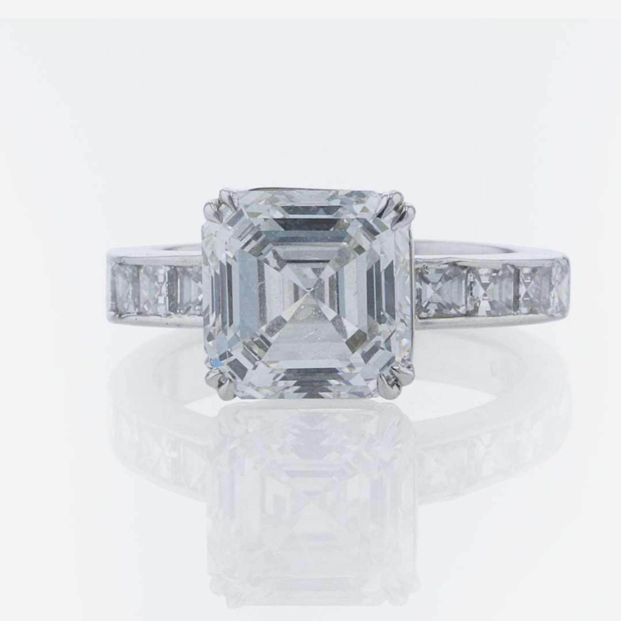 A Platinum and Asscher-Cut Diamond Ring 4.05 Carat Asscher-Cut Diamond, GIA Certified