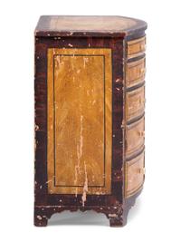 A Hepplewhite Bow Front Paint Decorated Miniature Chest