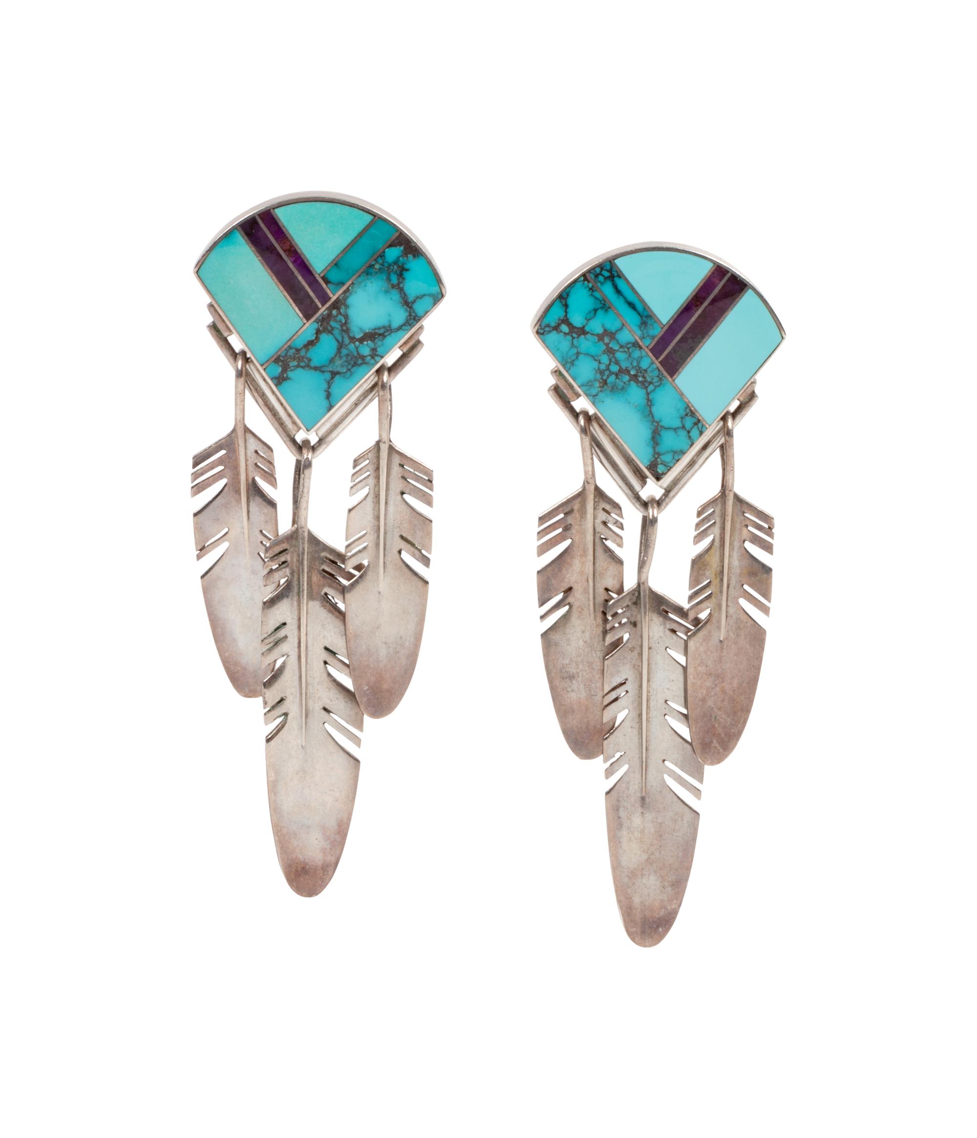 Sterling Silver, Turquoise, and Lapis Earrings