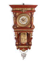 An Ansonia Hanging Antique Gilt Metal Mounted Wall Clock