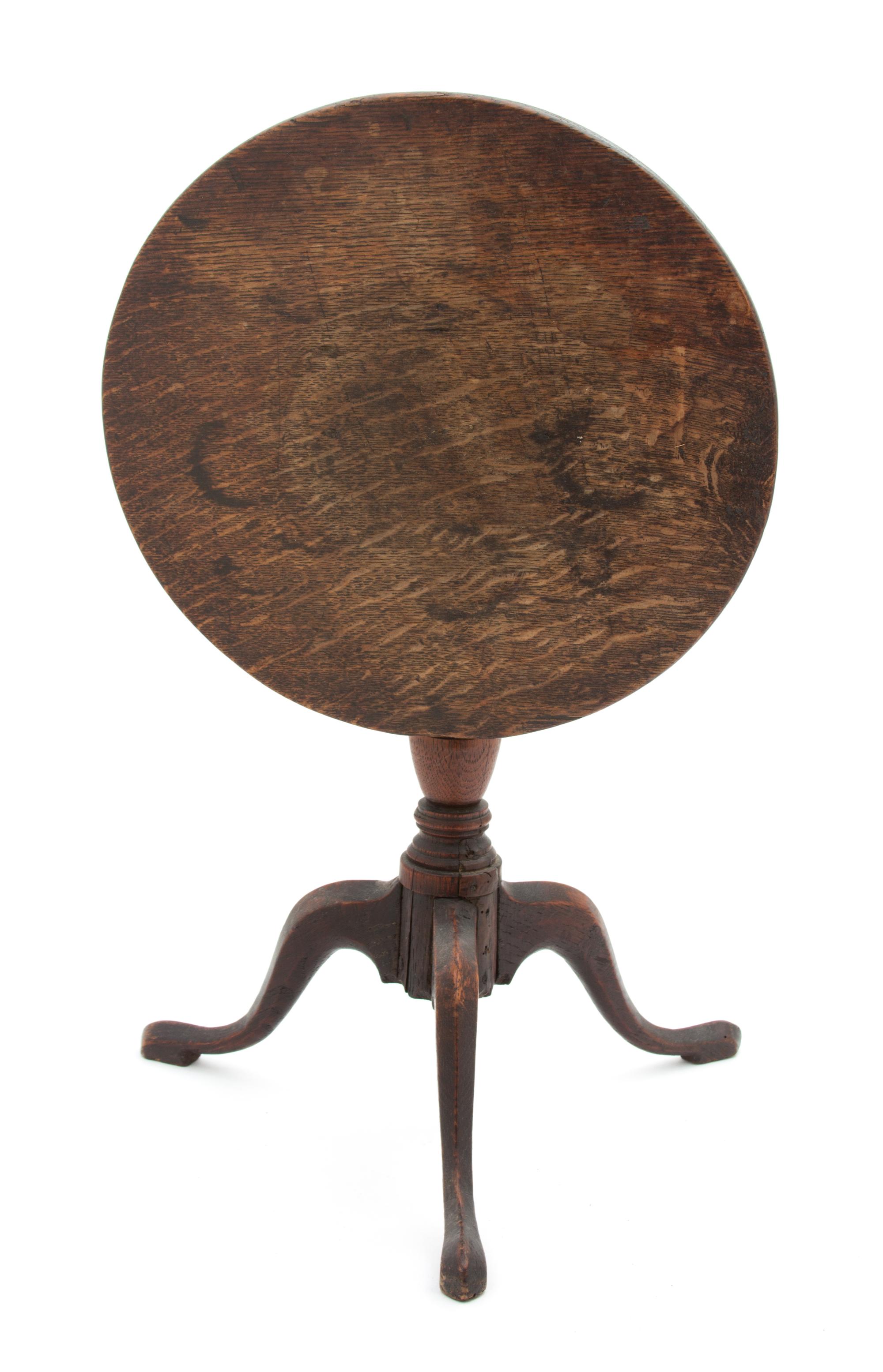 A George II Style Oak Miniature Tilt-Top Table Height 14 1/8 x diameter 12 inches. — 19TH CENTURY