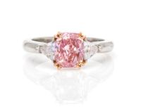 A Platinum, Treated Pink Diamond and Diamond Ring, 4.40 dwts.