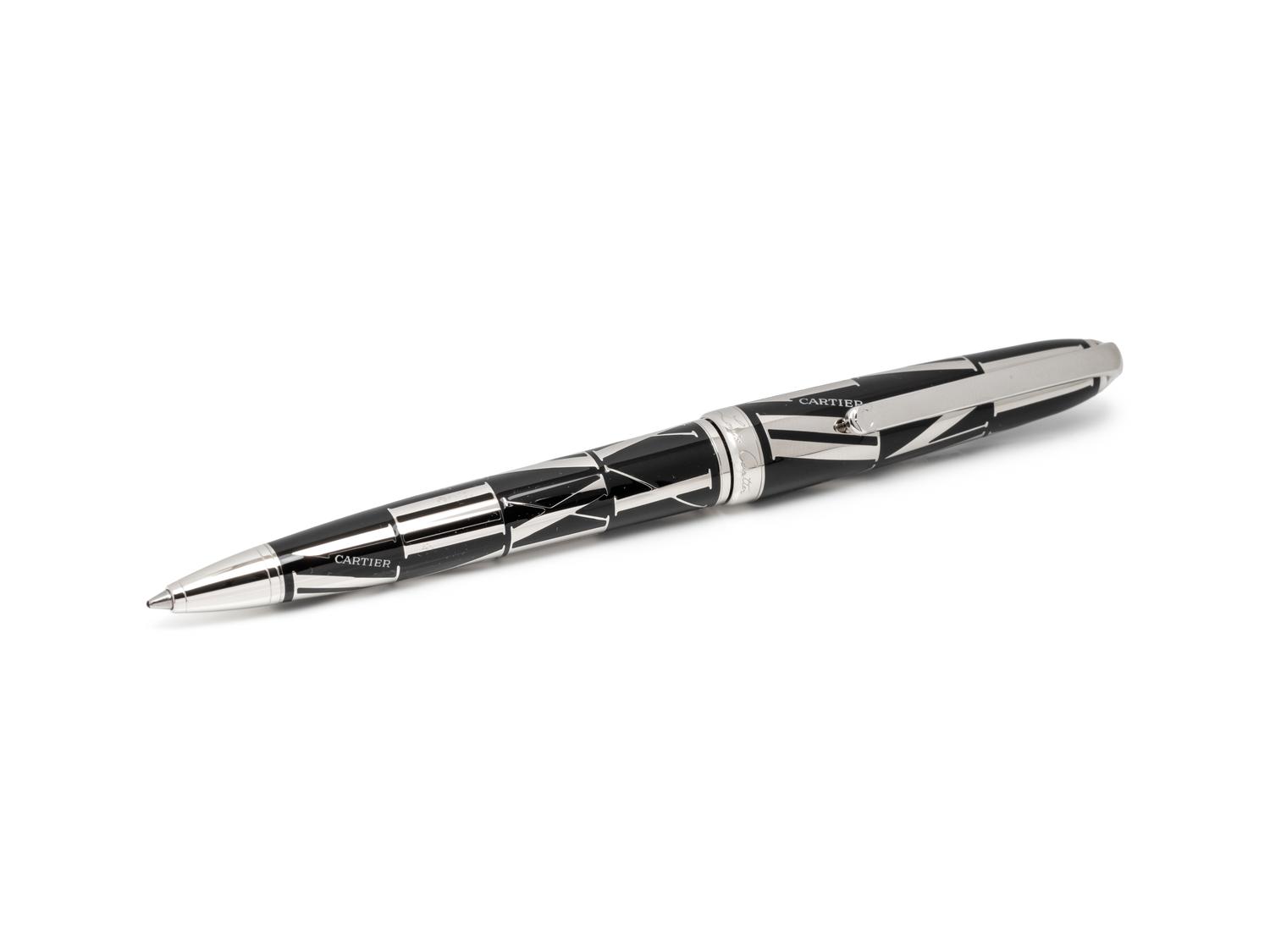 LOUIS CARTIER, BLACK LACQUER ROMAN NUMERALS LIMITED EDITION BALLPOINT PEN, 1656/1847