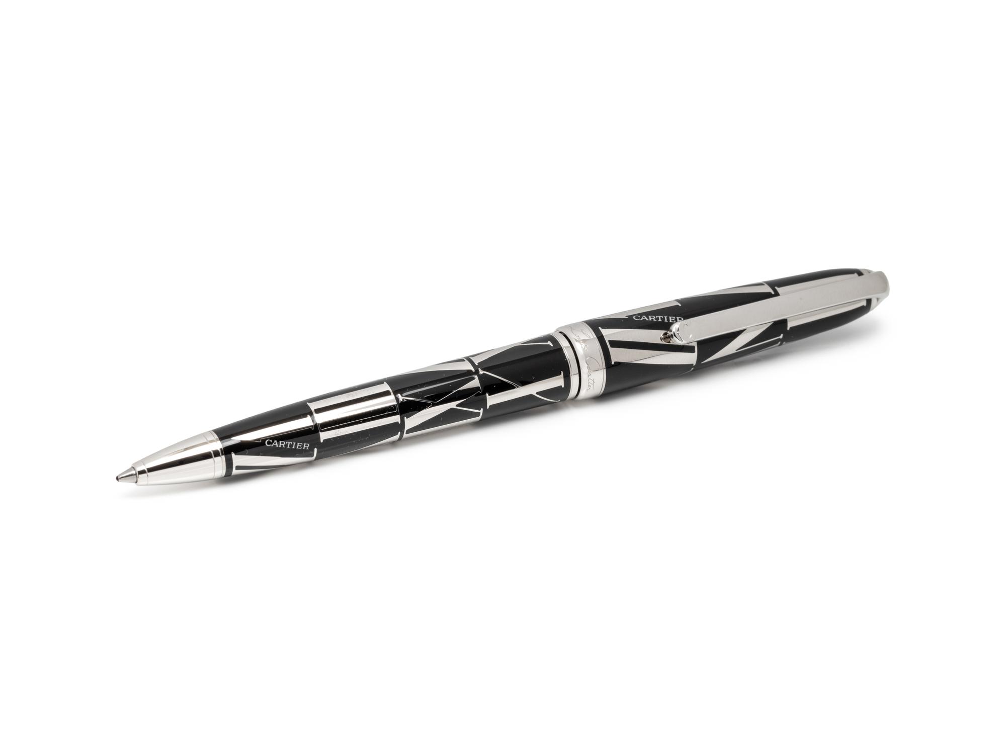LOUIS CARTIER, BLACK LACQUER ROMAN NUMERALS LIMITED EDITION BALLPOINT PEN, 1656/1847