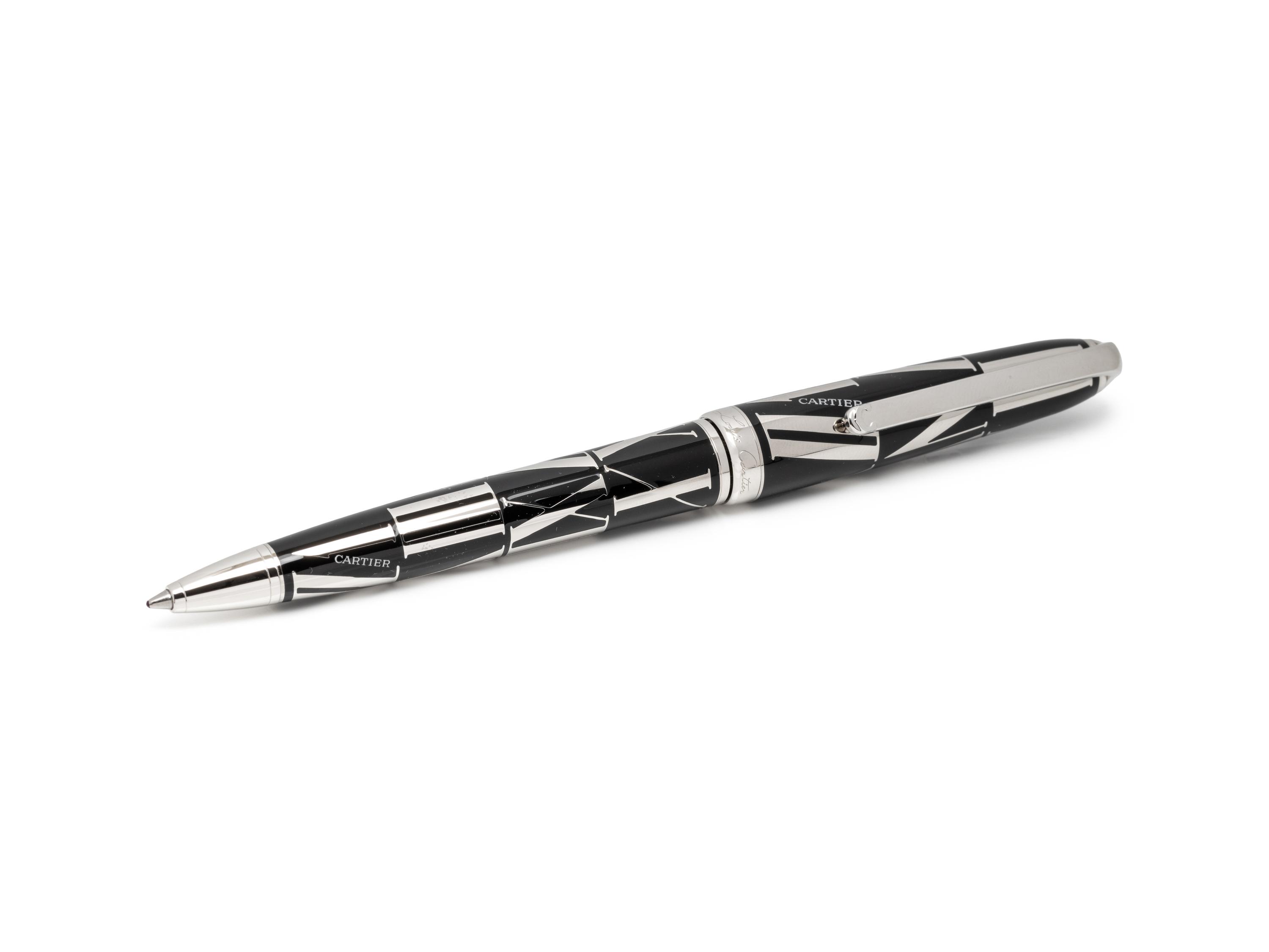 LOUIS CARTIER, BLACK LACQUER ROMAN NUMERALS LIMITED EDITION BALLPOINT PEN, 1656/1847