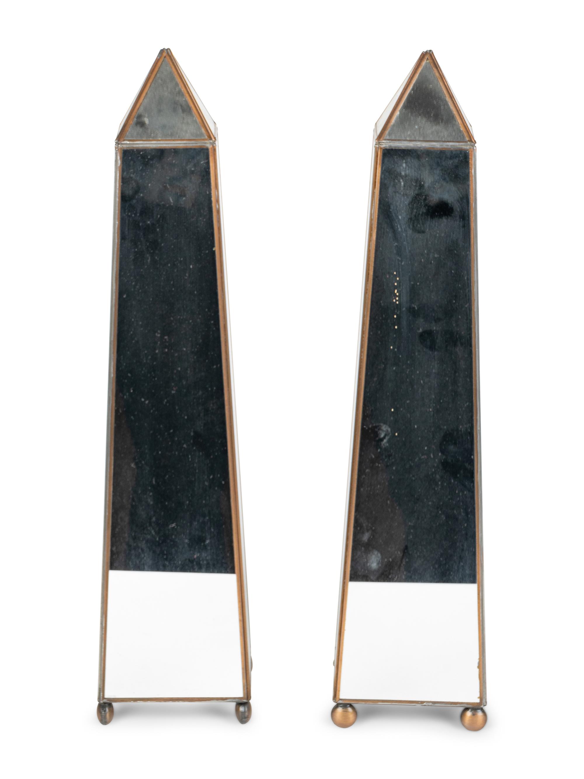 A Pair of Neoclassical Style Mirrored Obelisks — 20TH CENTURY