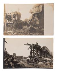 [RAILROADS]. A group of 71 RPPCs and photographs of trains, incl. train wrecks.