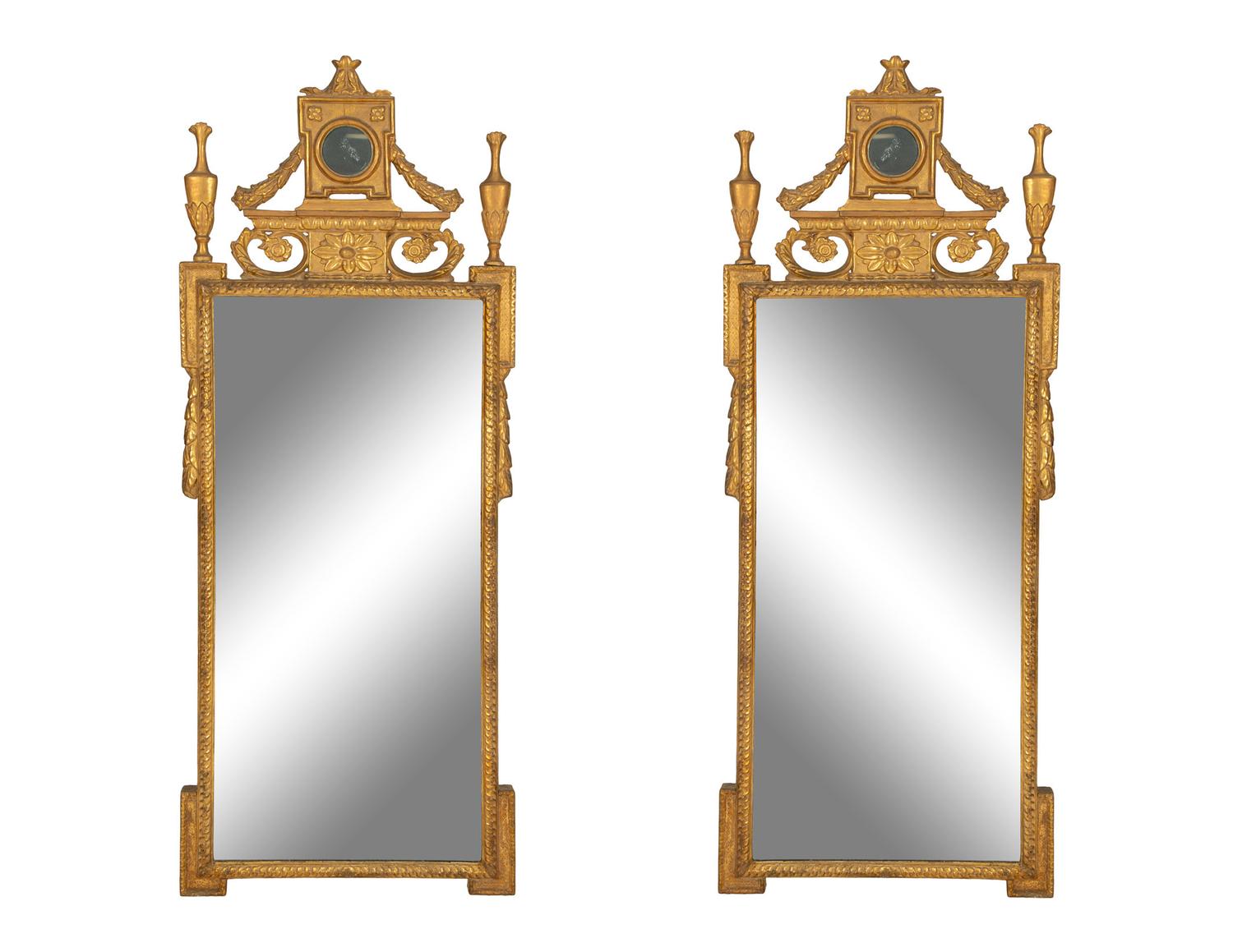 A Pair of Louis XVI Style Giltwood Mirrors