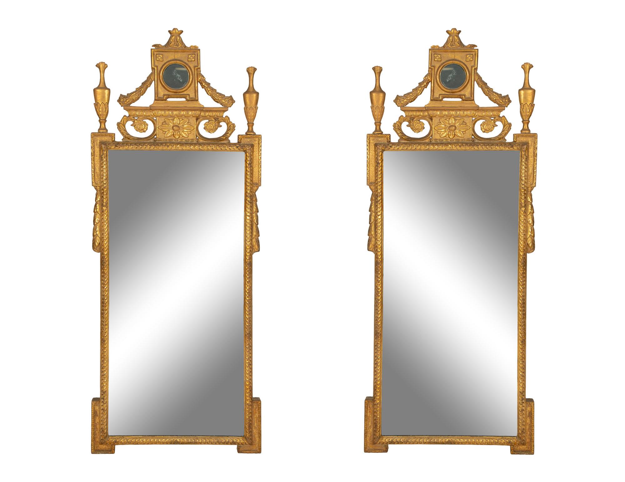 A Pair of Louis XVI Style Giltwood Mirrors