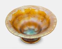 Footed Bowl with Etched Grape Leaf Interior