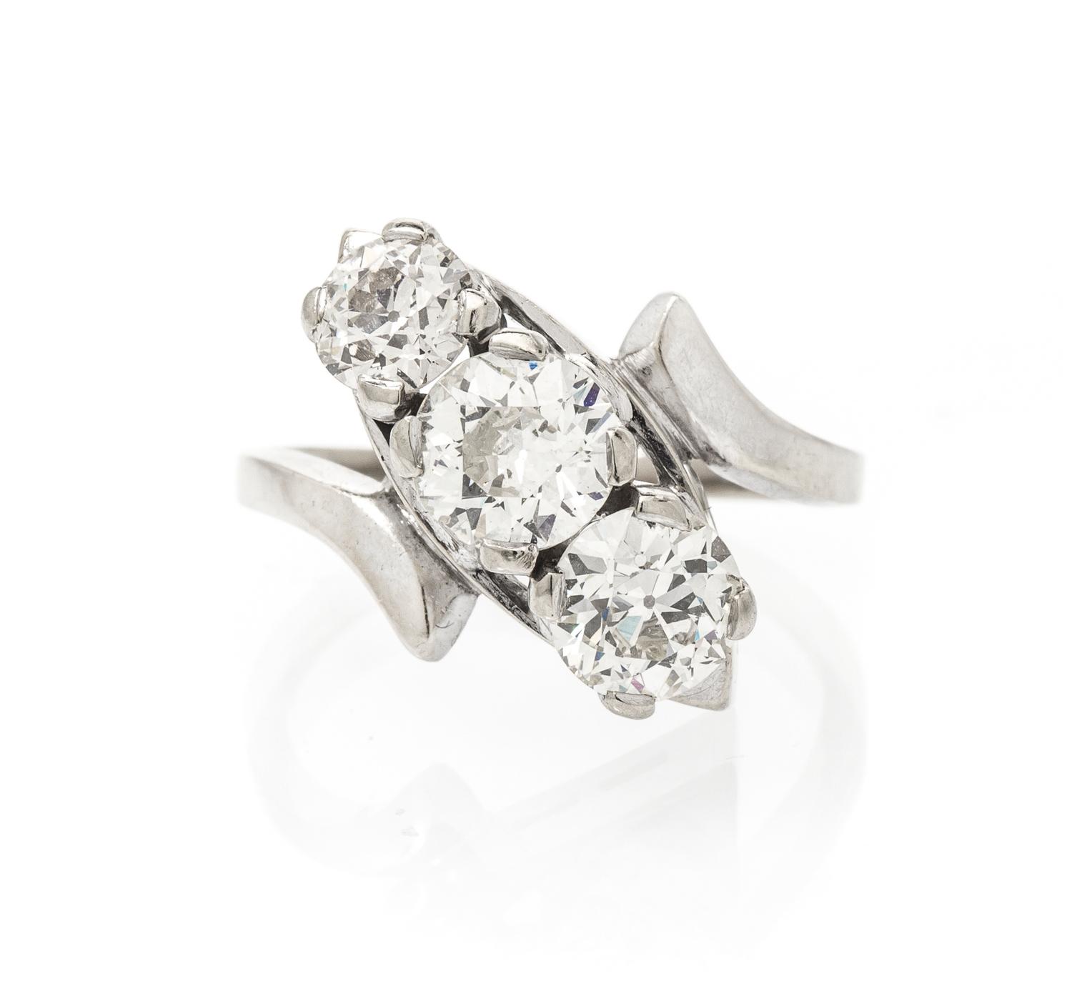 A 14 Karat White Gold and Diamond Ring, 3.80 dwts.