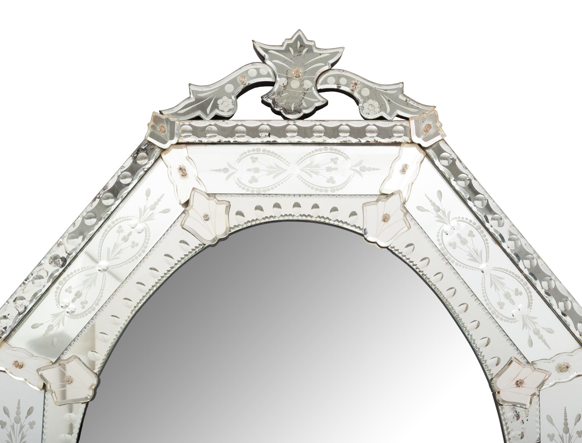 A Venetian Etched Glass Mirror