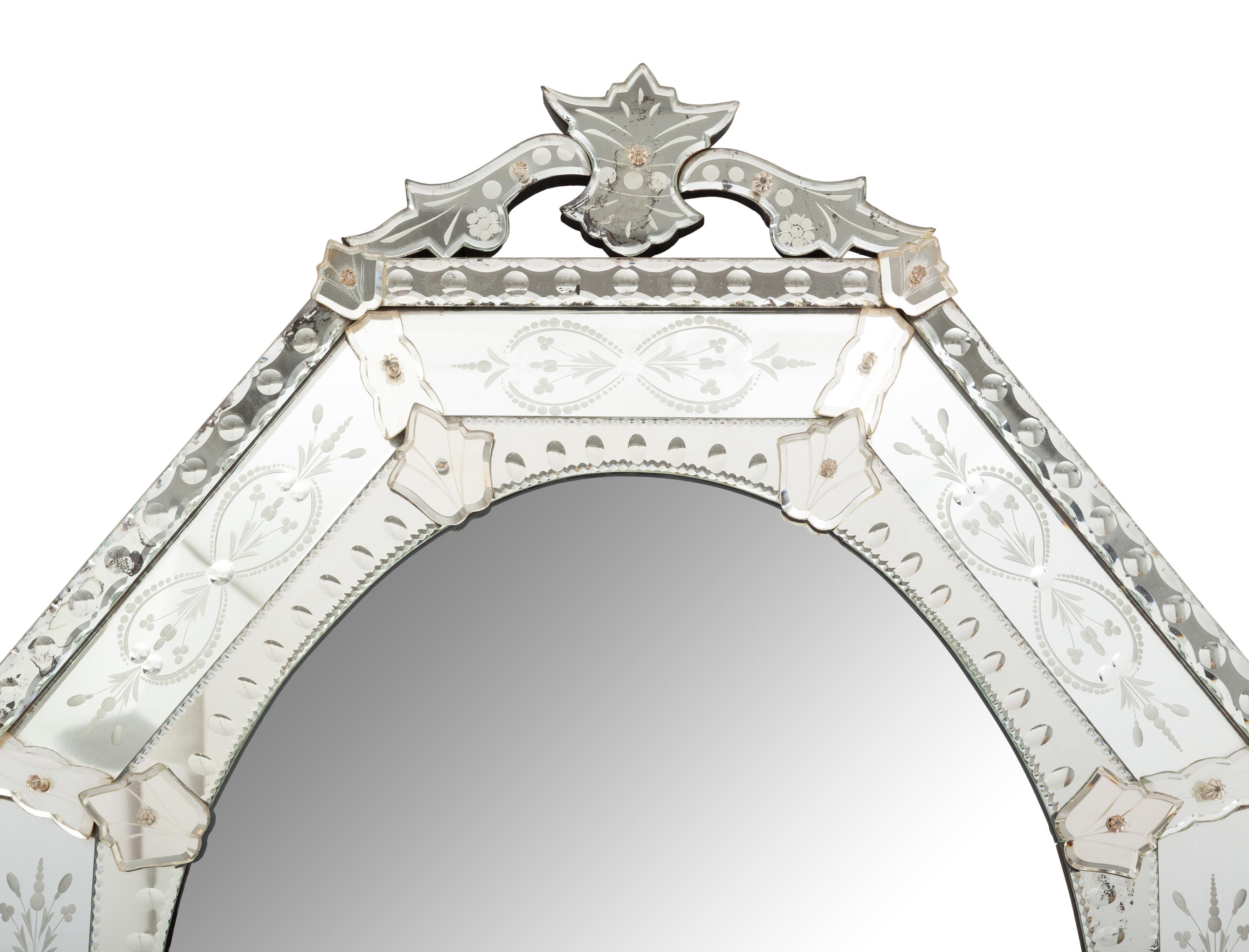 A Venetian Etched Glass Mirror