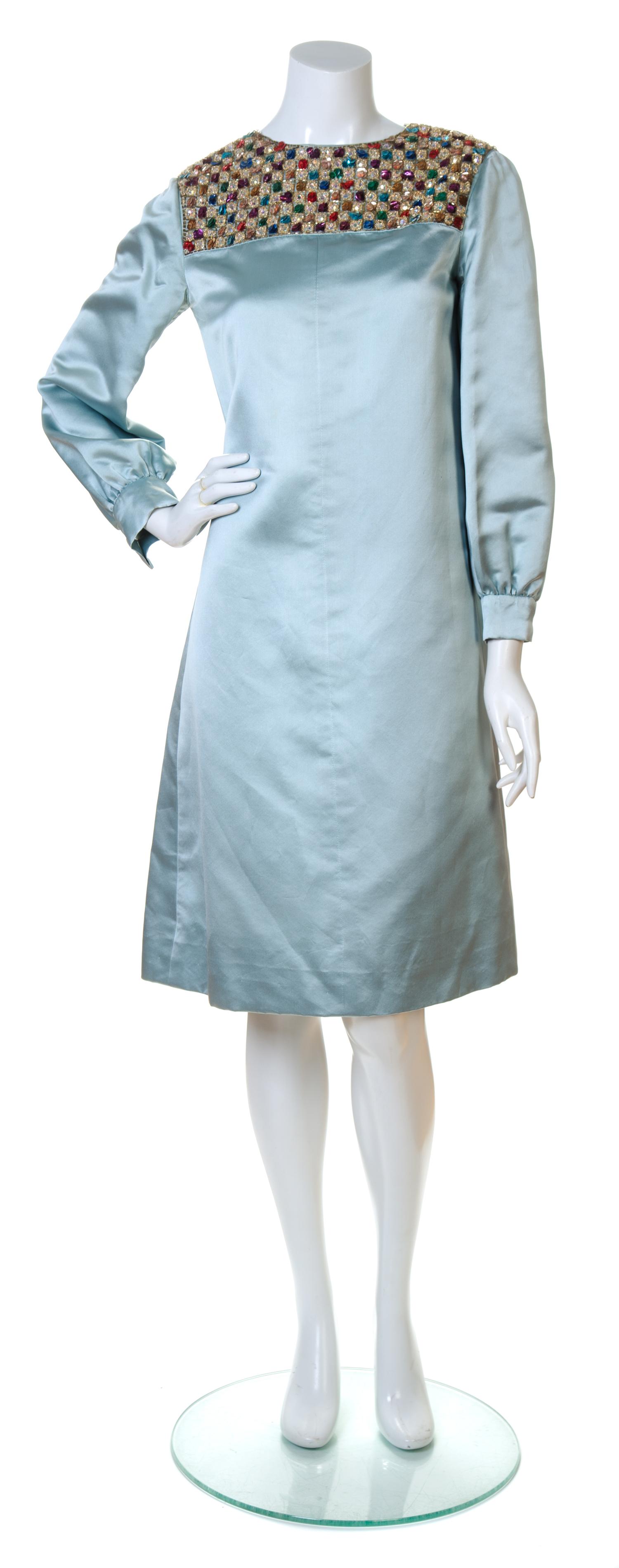 A Teal Traina Blue Silk Dress, No size.