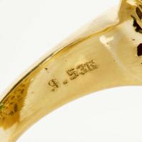 An 18K Yellow Gold, Emerald, and Diamond Ring