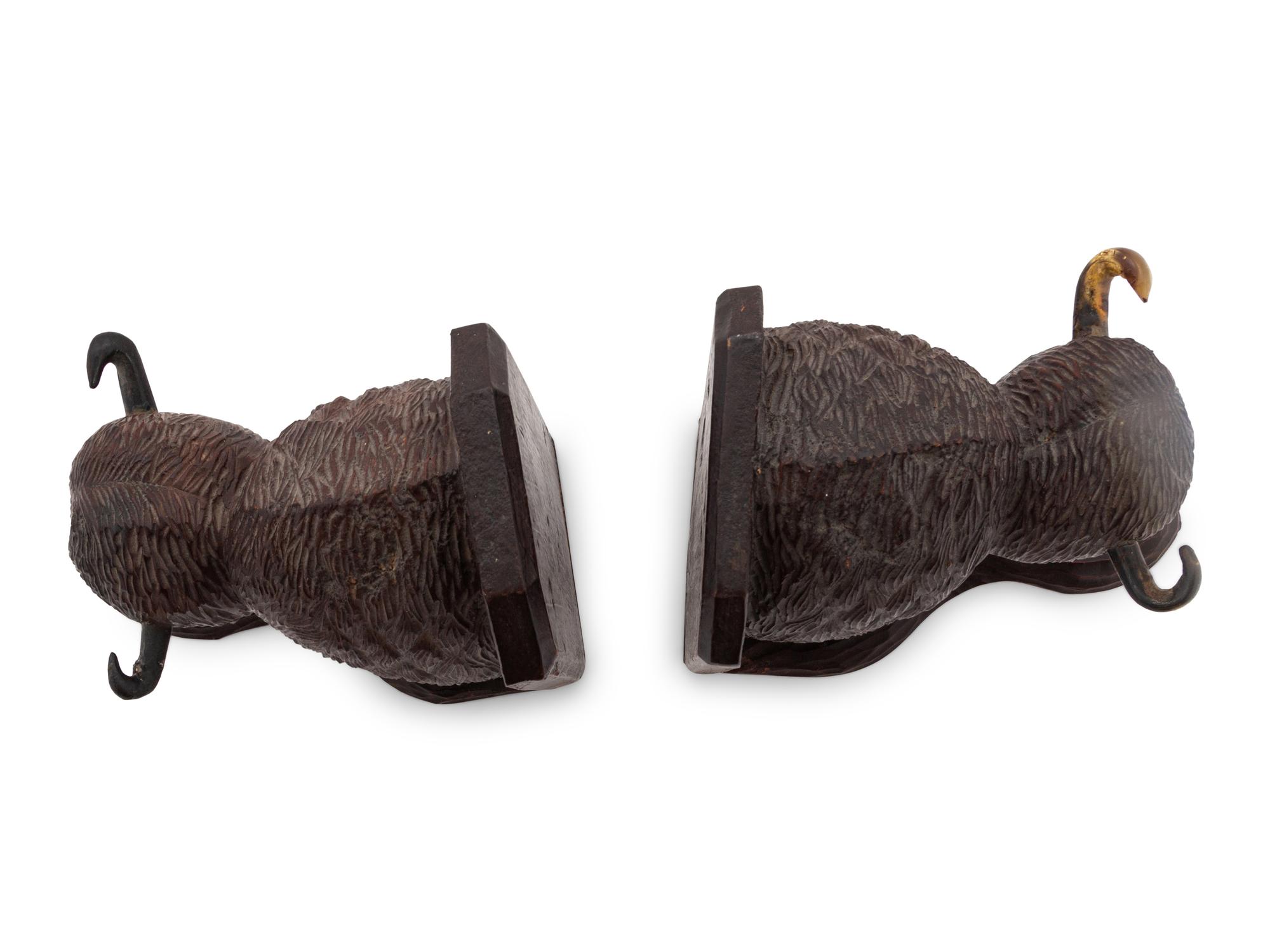19th Century Carved Buffalo Bookends