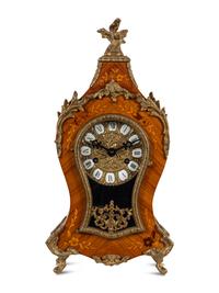 A Napoleon III Style Gilt Metal Mounted Marquetry Bracket Clock