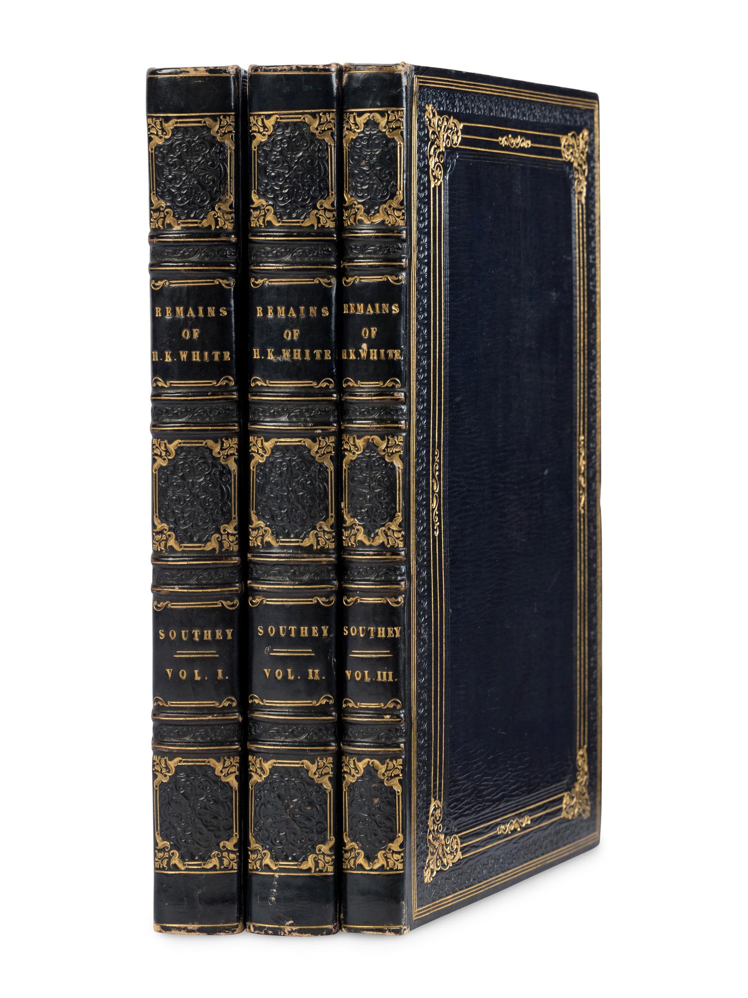 [FORE-EDGE PAINTINGS] -- [WHITE, Henry Kirke (1785-1806)]. SOUTHEY, Robert (1774-1843). The Remains of Henry Krike White, of Nottingham... With an Account of his Life . London: Longman, Hurst, Rees, Orme, and Brown, 1823, 1822.