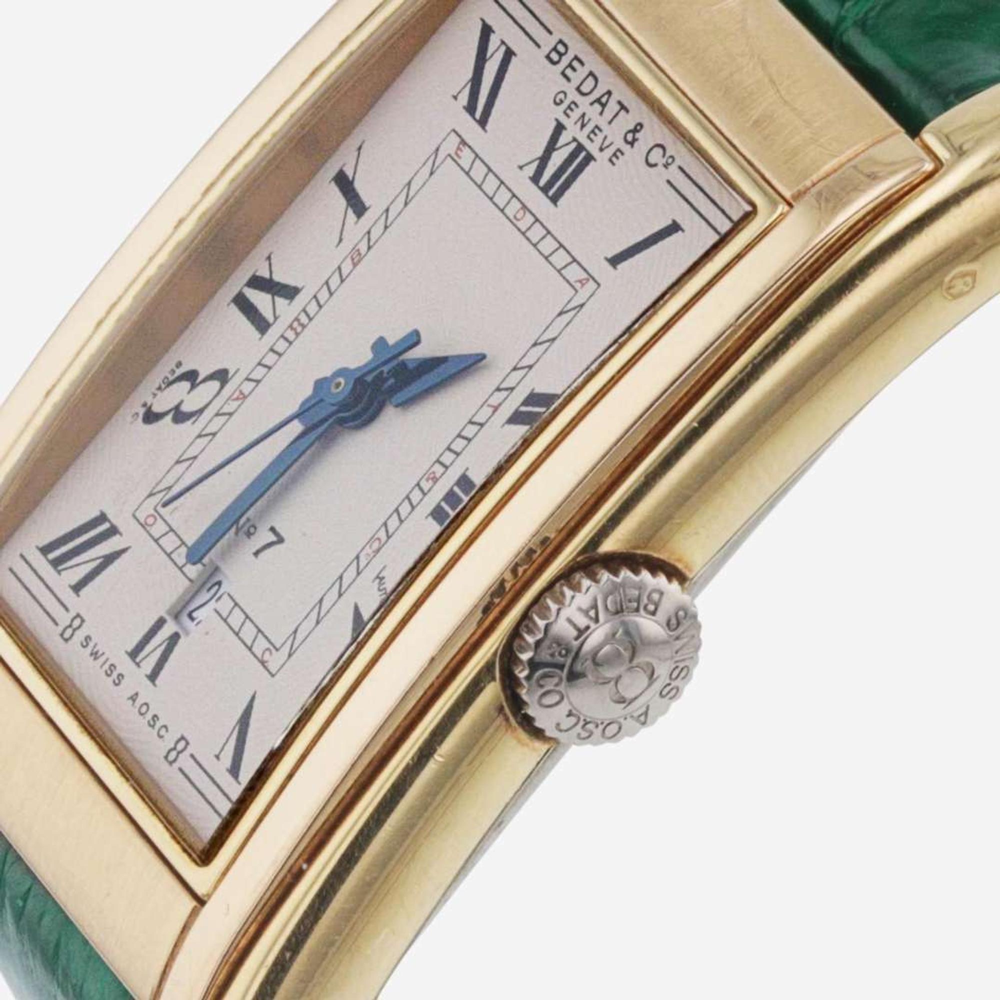 18K Yellow Gold Bedat & Co. No. 7 Watch with Green Leather Band Swiss
