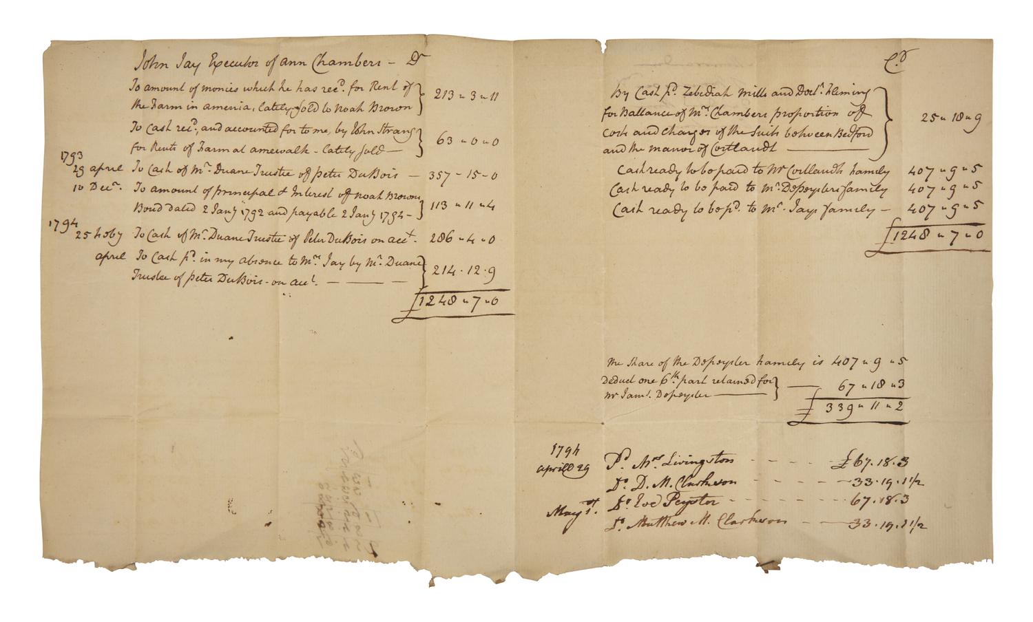 [Americana] Jay, John. Group of 2 Autograph Documents
