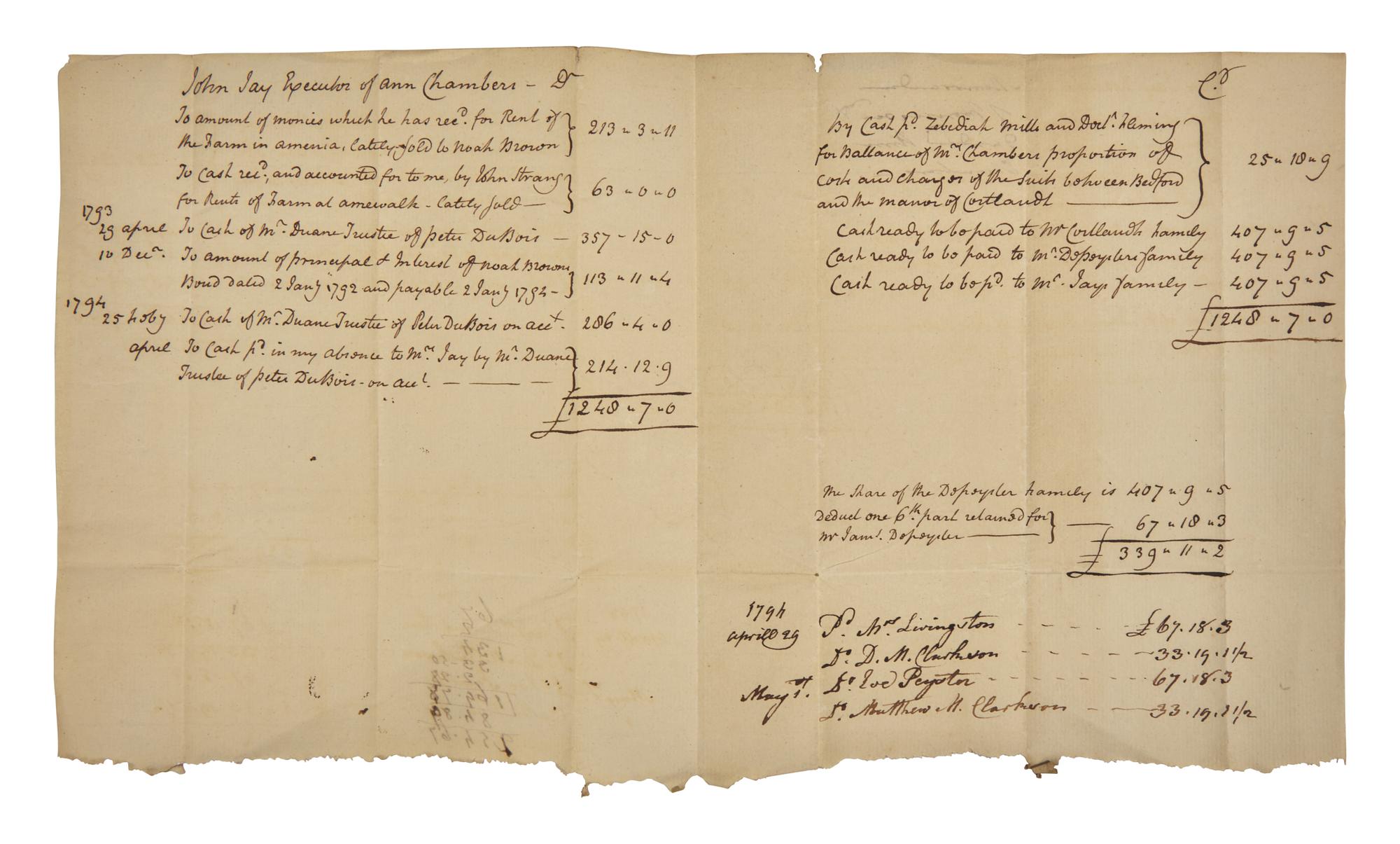 [Americana] Jay, John. Group of 2 Autograph Documents