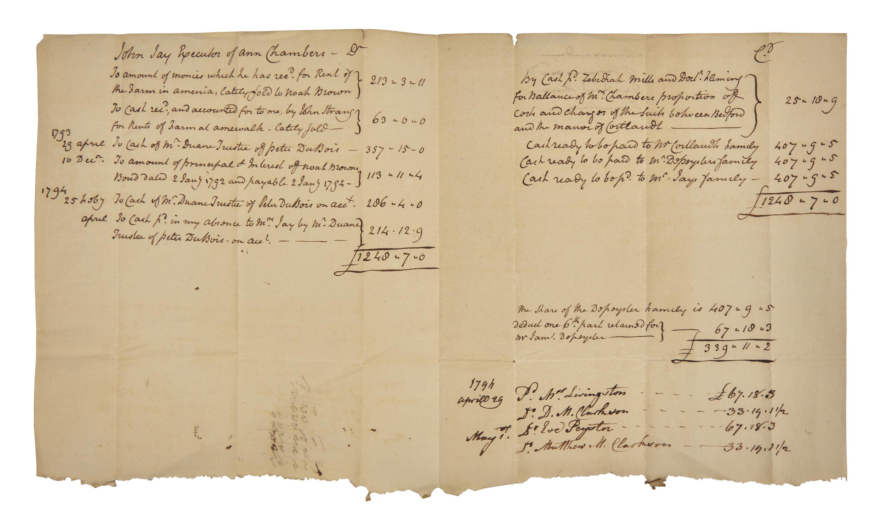 [Americana] Jay, John. Group of 2 Autograph Documents
