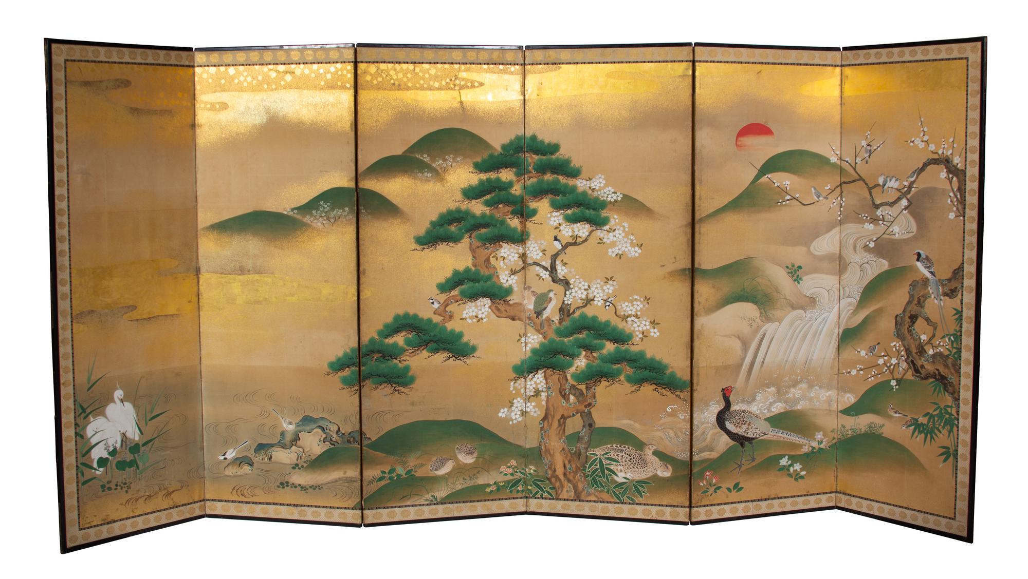 A Six-Panel Japanese Screen Height 69 x width 144 inches. — 18TH CENTURY, EDO PERIOD