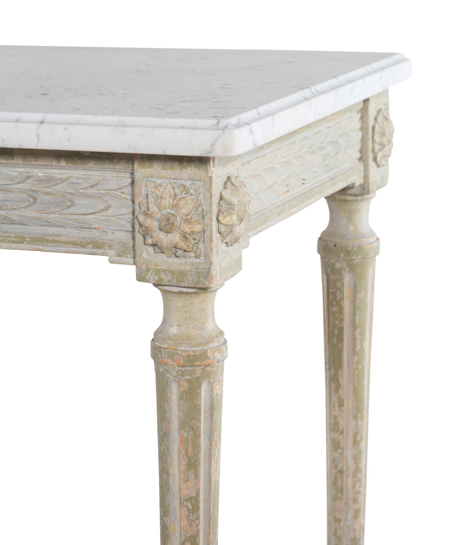 A Louis XVI Style Painted Marble-Top Table