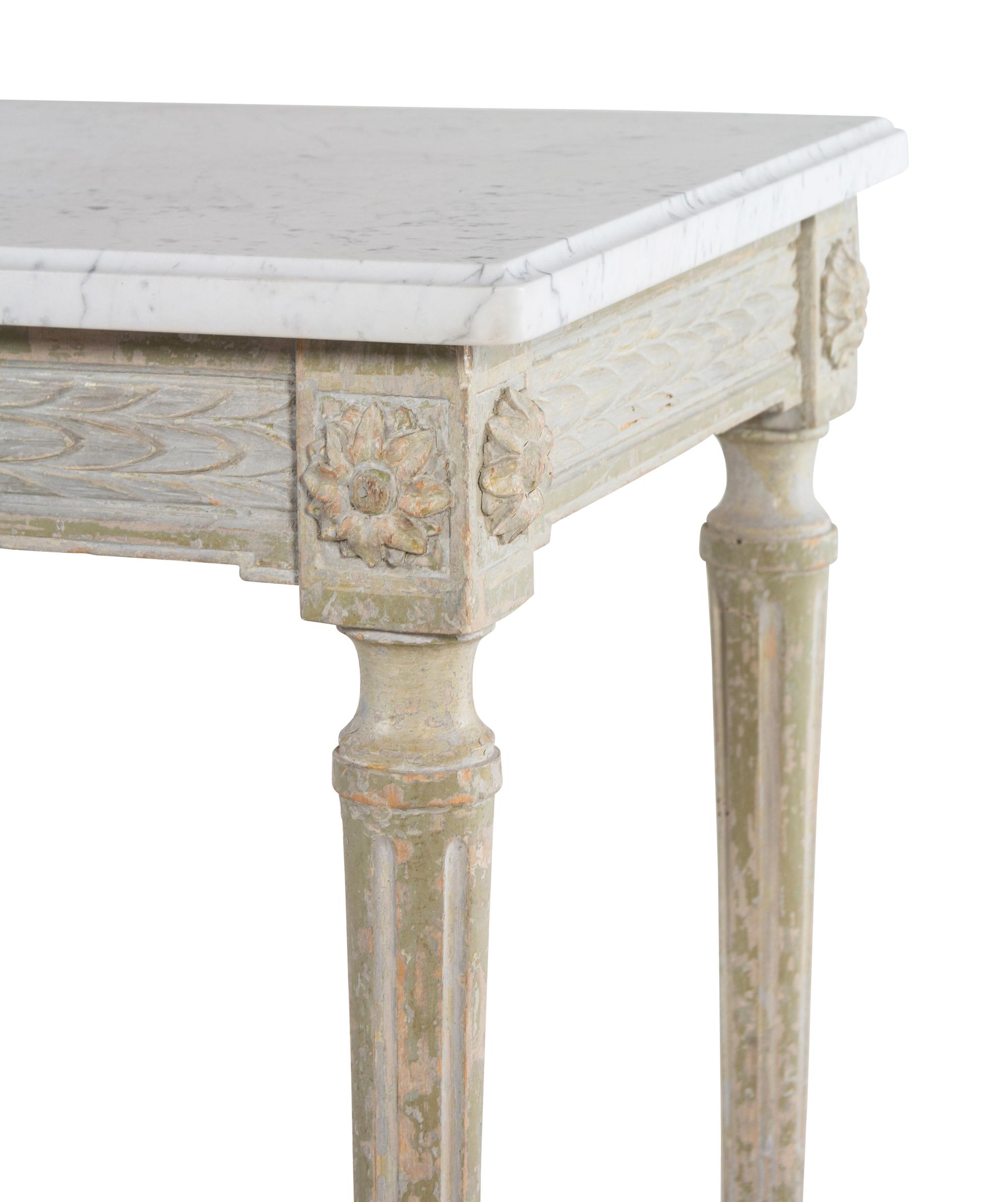 A Louis XVI Style Painted Marble-Top Table